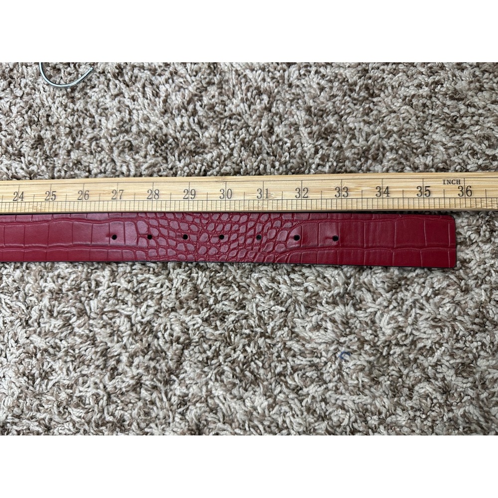Circus by Sam Edelman Women's Reversible Belt Red Faux Croc Gold Buckle M - Picture 5 of 8